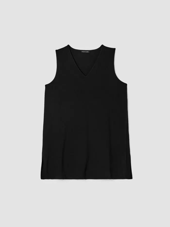 Eileen Fisher Tanks and Camis Stretch Jersey Knit VNeck Tank Black 8211 Shop