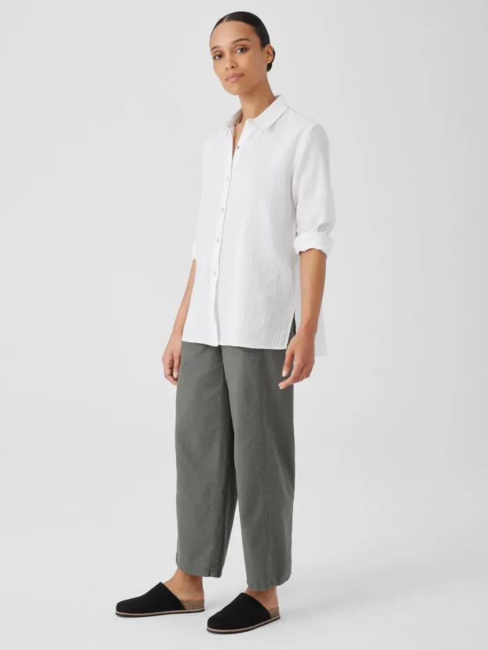 Eileen Fisher Tops and Tees Organic Cotton Ripple Classic Collar Shirt White 8211 Shop