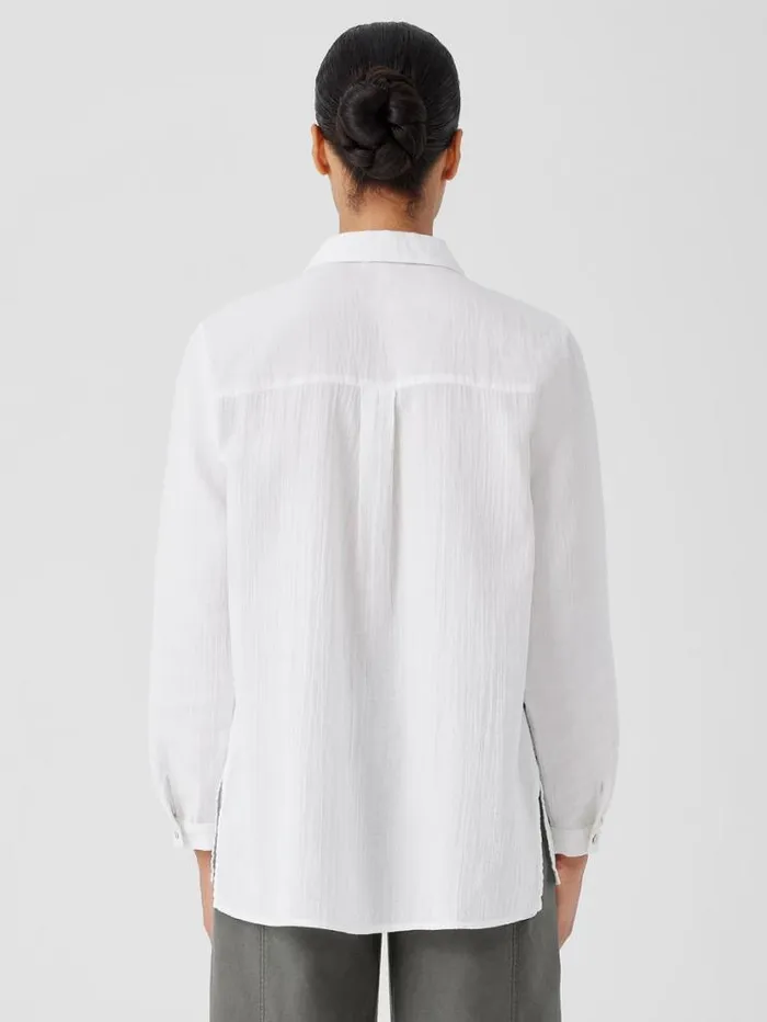 Eileen Fisher Tops and Tees Organic Cotton Ripple Classic Collar Shirt White 8211 Shop