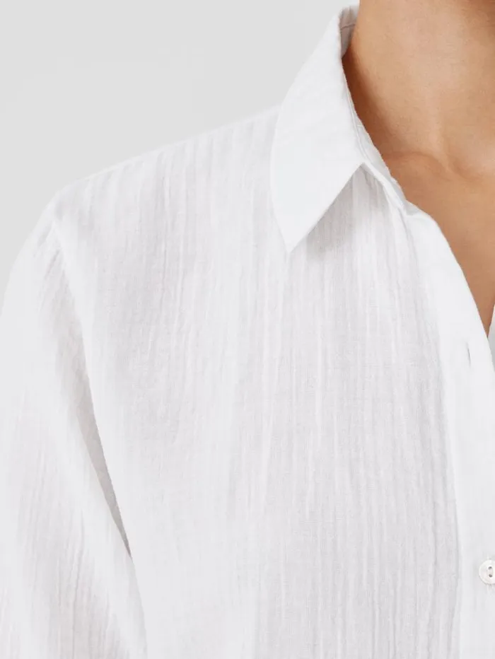 Eileen Fisher Tops and Tees Organic Cotton Ripple Classic Collar Shirt White 8211 Shop