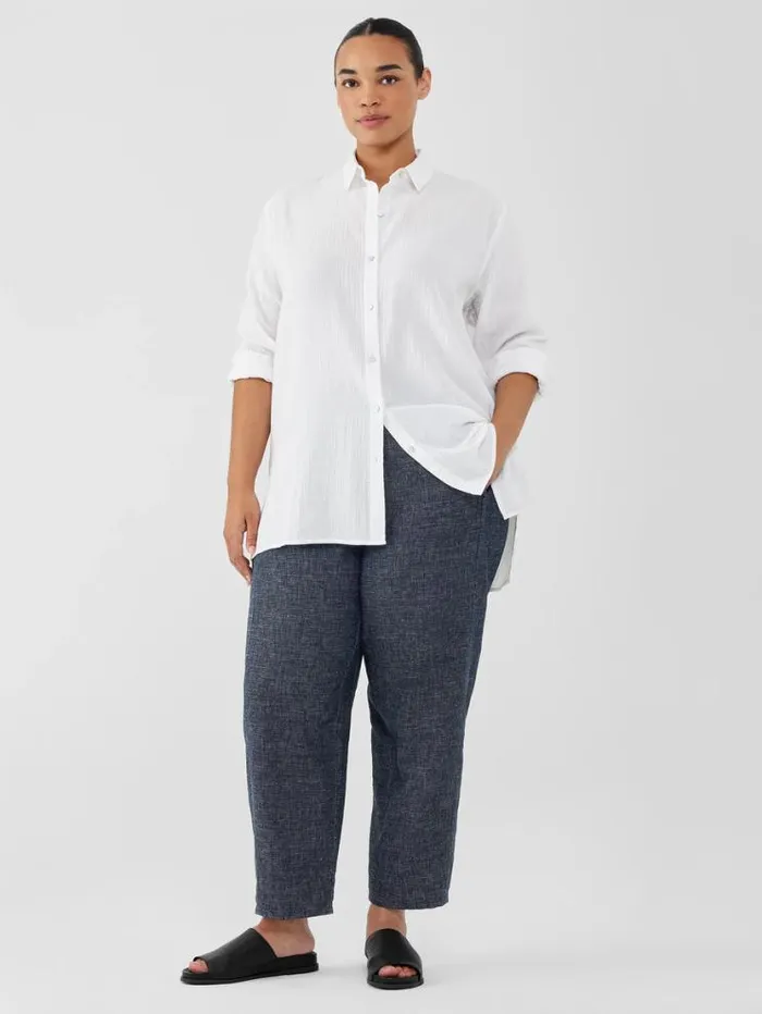 Eileen Fisher Tops and Tees Organic Cotton Ripple Classic Collar Shirt White 8211 Shop