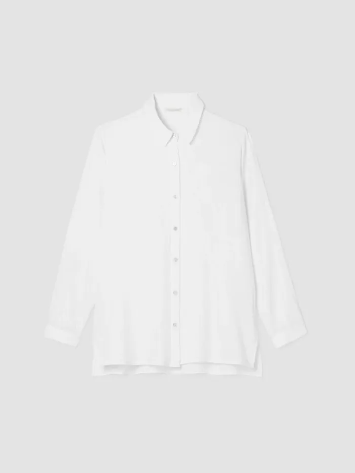 Eileen Fisher Tops and Tees Organic Cotton Ripple Classic Collar Shirt White 8211 Shop