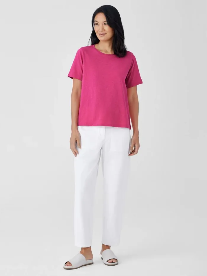 Eileen Fisher Tops and Tees Organic Cotton Slubby Jersey Tee Geranium 8211 Shop