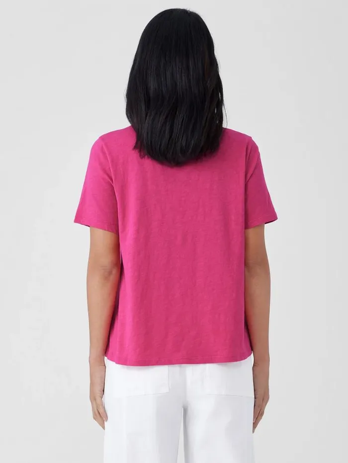 Eileen Fisher Tops and Tees Organic Cotton Slubby Jersey Tee Geranium 8211 Shop