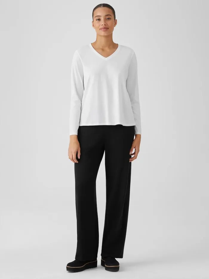Eileen Fisher Tops and Tees Organic Pima Cotton Jersey VNeck Top White 8211 Shop