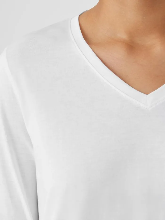 Eileen Fisher Tops and Tees Organic Pima Cotton Jersey VNeck Top White 8211 Shop