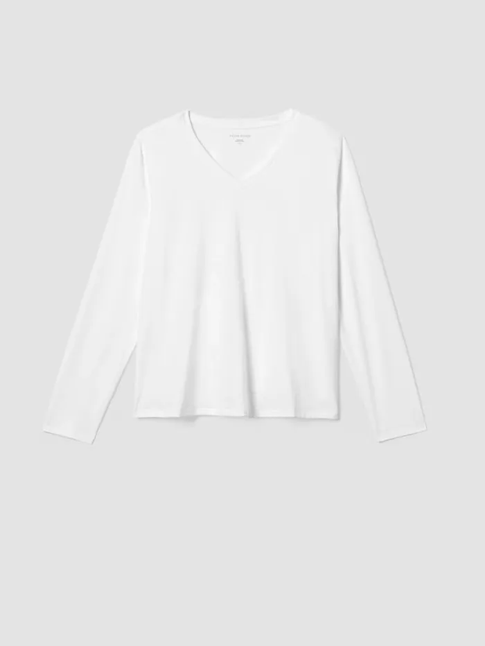 Eileen Fisher Tops and Tees Organic Pima Cotton Jersey VNeck Top White 8211 Shop