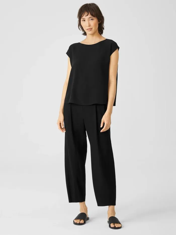 Eileen Fisher Tops and Tees Silk Georgette Crepe ShirredBack Top Black 8211 Shop