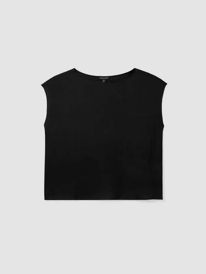 Eileen Fisher Tops and Tees Silk Georgette Crepe ShirredBack Top Black 8211 Shop