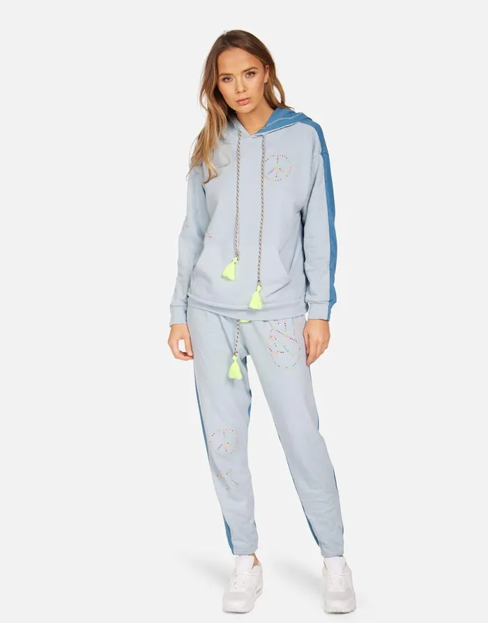Ellison X Neon Stud Peace Dusty Blue Women039s Lauren Moshi Crop Sweatpants