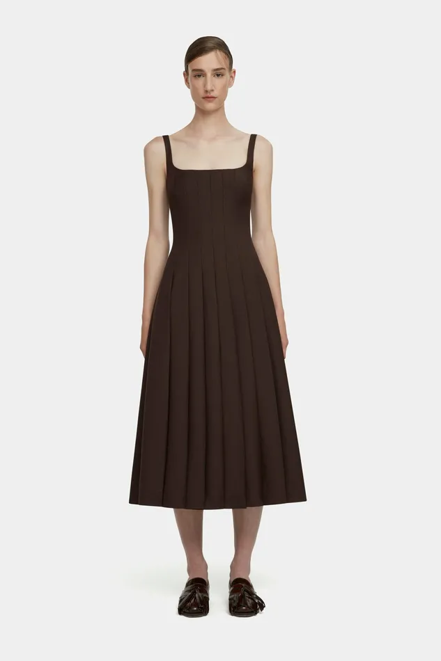 Emilia Wickstead Dresses Women Adele Dress in Brown Merino Wool