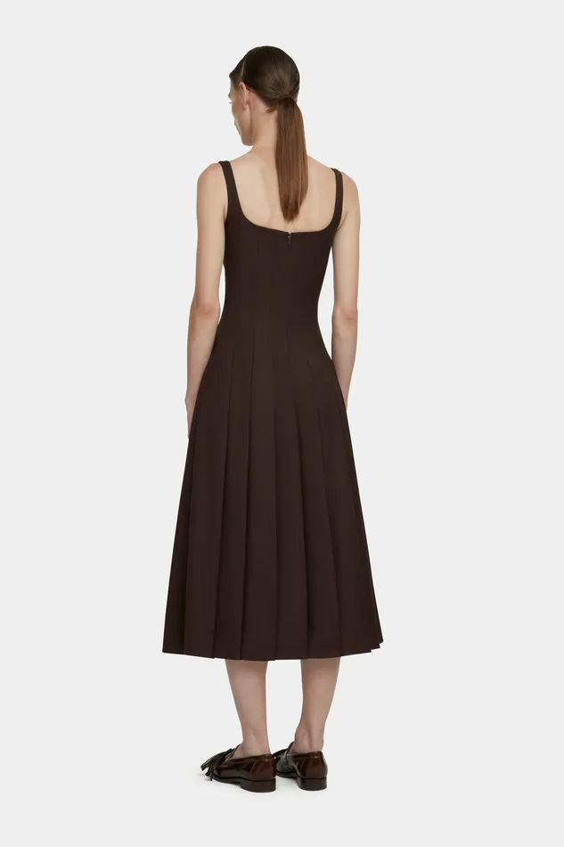 Emilia Wickstead Dresses Women Adele Dress in Brown Merino Wool Emilia Wickstead Dresses Women Adele Dress in Brown Merino Wool