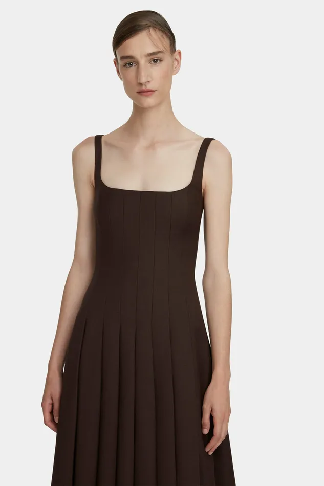 Emilia Wickstead Dresses Women Adele Dress in Brown Merino Wool Emilia Wickstead Dresses Women Adele Dress in Brown Merino Wool