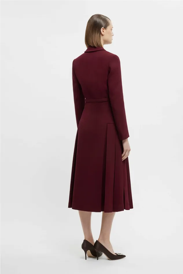 Emilia Wickstead Dresses Women Chaney Dress In Burgundy Double Crepe Emilia Wickstead Dresses Women Chaney Dress In Burgundy Double Crepe
