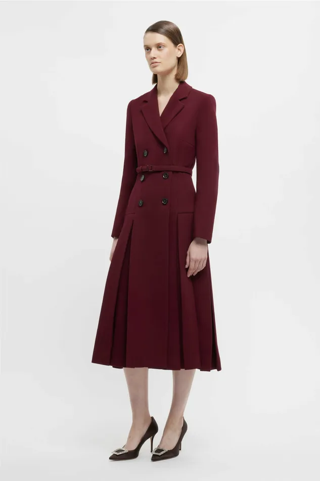 Emilia Wickstead Dresses Women Chaney Dress In Burgundy Double Crepe Emilia Wickstead Dresses Women Chaney Dress In Burgundy Double Crepe