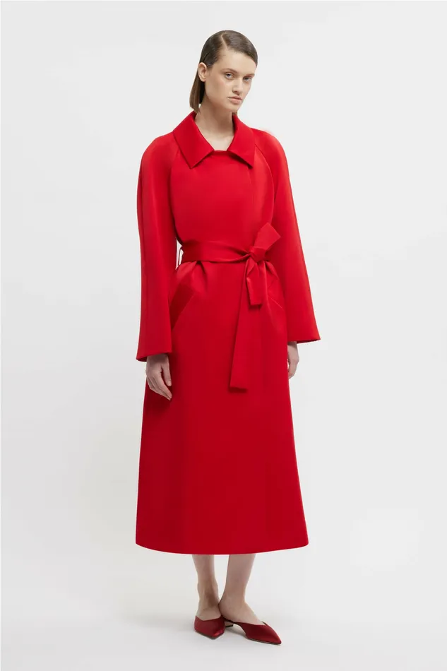 Emilia Wickstead Jackets And Coats Women Hasina Coat In Bright Red Doppio Satin