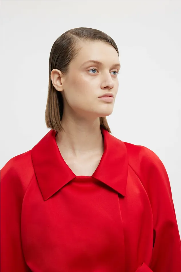 Emilia Wickstead Jackets And Coats Women Hasina Coat In Bright Red Doppio Satin Emilia Wickstead Jackets And Coats Women Hasina Coat In Bright Red Doppio Satin