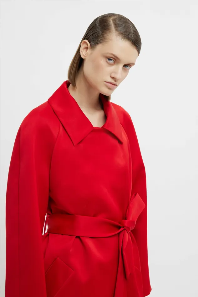 Emilia Wickstead Jackets And Coats Women Hasina Coat In Bright Red Doppio Satin Emilia Wickstead Jackets And Coats Women Hasina Coat In Bright Red Doppio Satin