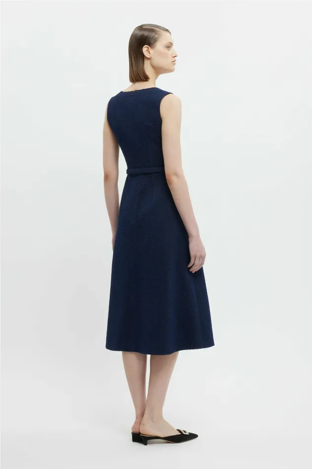Emilia Wickstead Pinah Dress In Dark Navy Cotton Boucle Women Dresses Emilia Wickstead Pinah Dress In Dark Navy Cotton Boucle Women Dresses