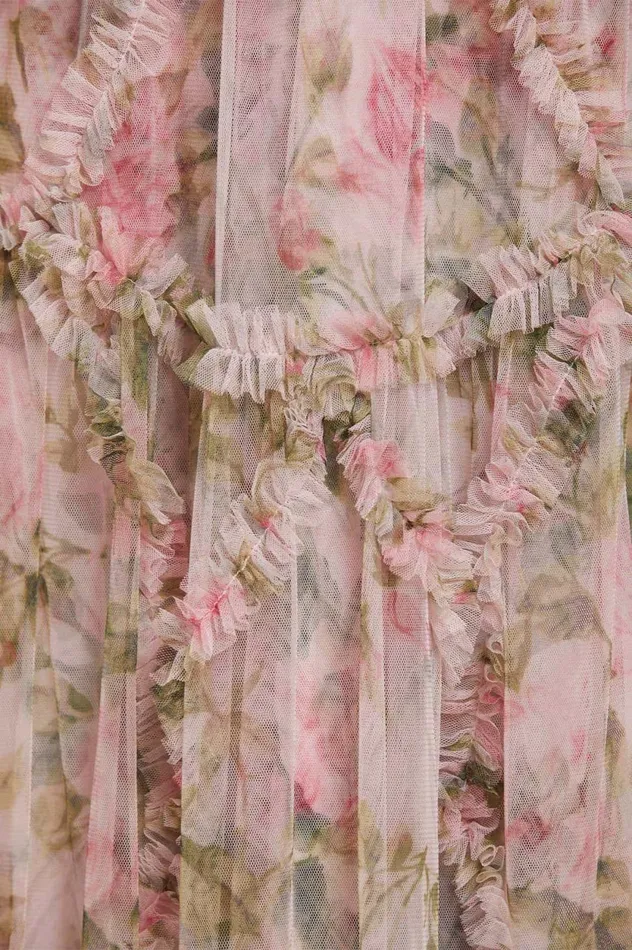 English Rose Diamond Ruffle Gown Pink Women Needle and Thread Dresses