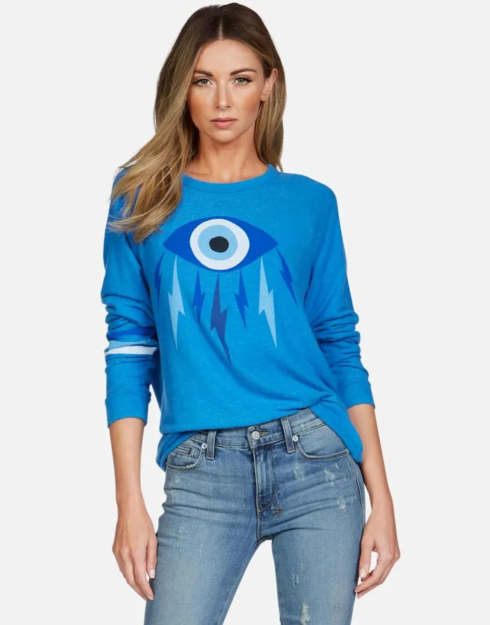 Everly Electric Evil Eye Sky Blue Women039s Lauren Moshi Long Sleeve