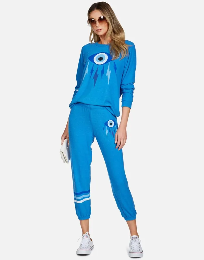Everly Electric Evil Eye Sky Blue Women039s Lauren Moshi Long Sleeve