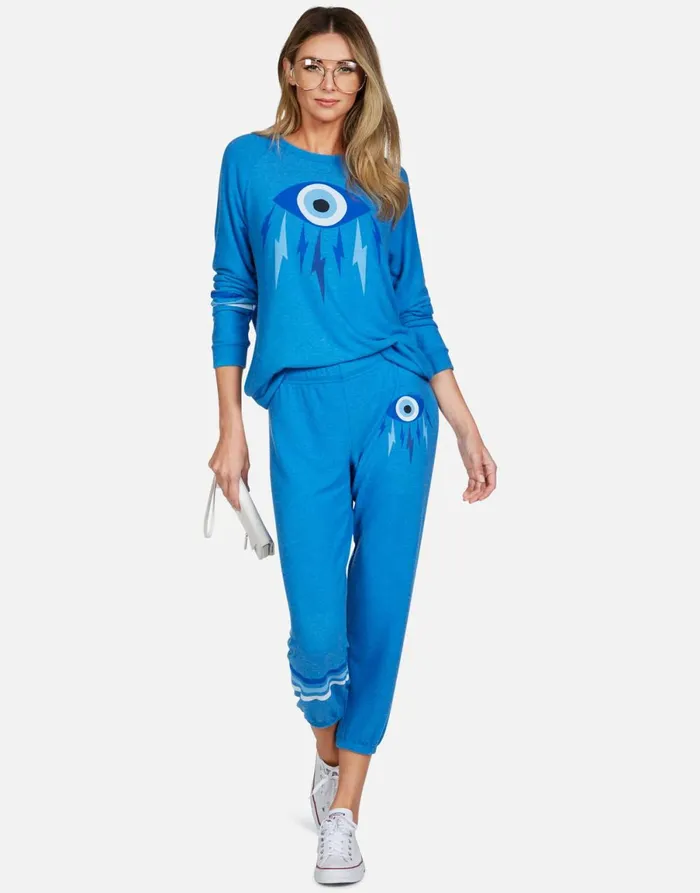 Everly Electric Evil Eye Sky Blue Women039s Lauren Moshi Long Sleeve