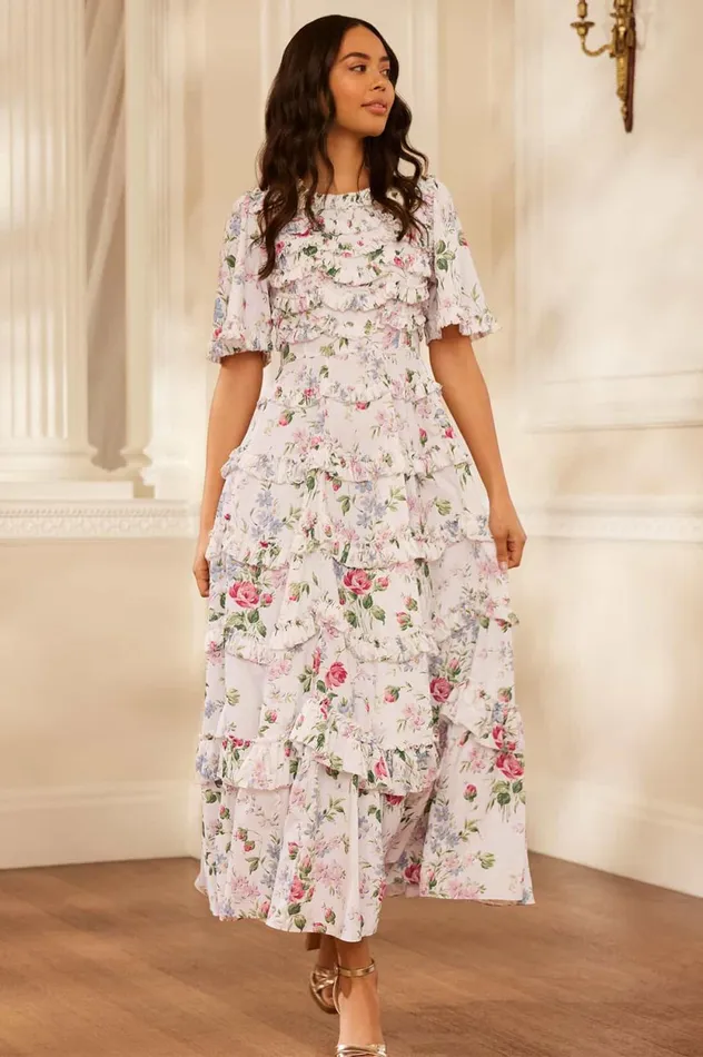 Floral Fantasy Crepe Ankle Gown Multi Women Needle and Thread Dresses