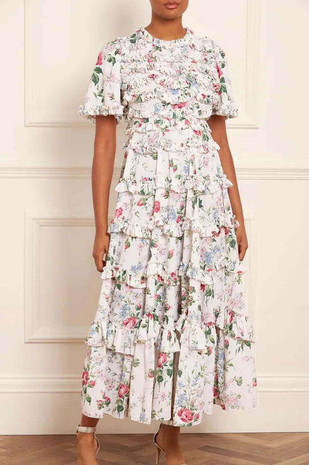 Floral Fantasy Crepe Ankle Gown Multi Women Needle and Thread Dresses