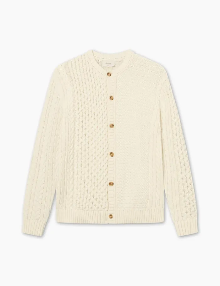 Fort Knitwear HYBRID CABLE CARDIGAN Cloud 8211 Men