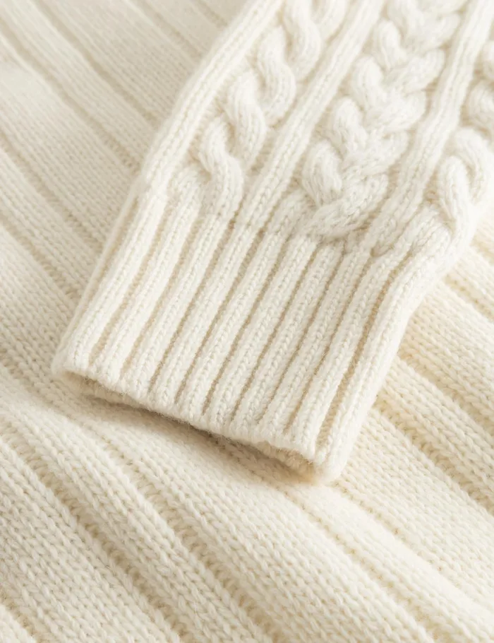 Fort Knitwear HYBRID CABLE CARDIGAN Cloud 8211 Men Fort Knitwear HYBRID CABLE CARDIGAN Cloud 8211 Men