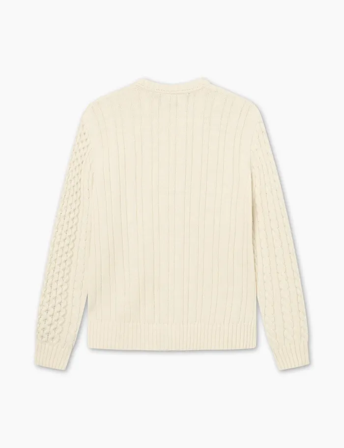 Fort Knitwear HYBRID CABLE CARDIGAN Cloud 8211 Men Fort Knitwear HYBRID CABLE CARDIGAN Cloud 8211 Men