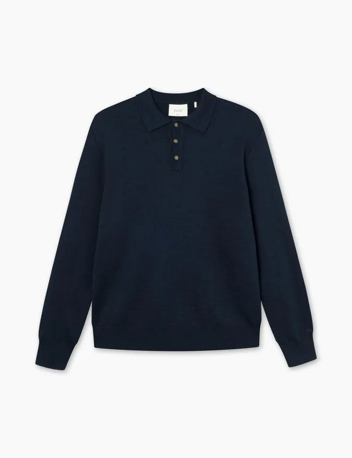 Fort Sweatshirts BASE MERINO POLO KNIT Navy 8211 Men