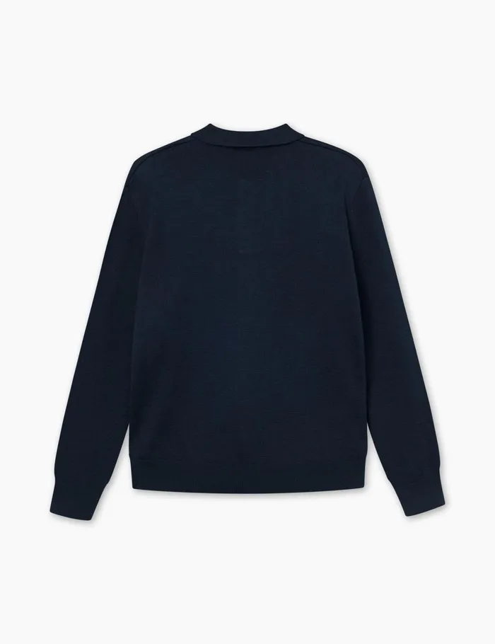 Fort Sweatshirts BASE MERINO POLO KNIT Navy 8211 Men