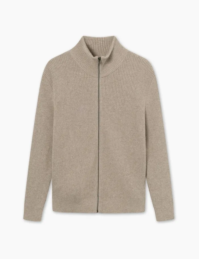 Fort Sweatshirts MARSH RIB ZIP HIGH NECK Khaki 8211 Men