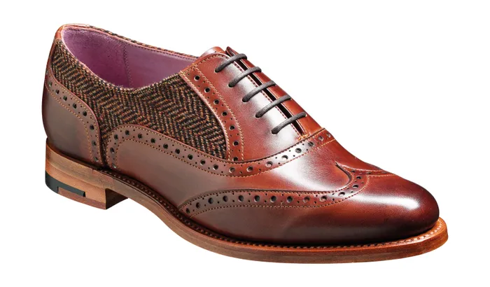 Freya 8211 Walnut Calf Brown Tweed Women Barker Shoes Womens Brogues