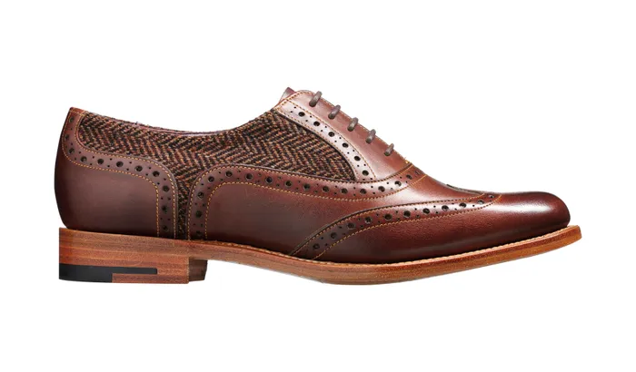 Freya 8211 Walnut Calf Brown Tweed Women Barker Shoes Womens Brogues