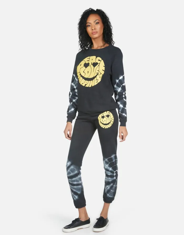 Gia Text Happy Face Lunar Eclipse Women039s Lauren Moshi Long Sweatpants