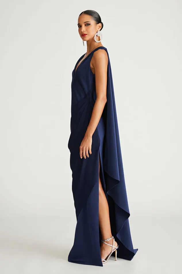 Gowns Women Halston Cyra Gown In Crepe Back Satin Navy