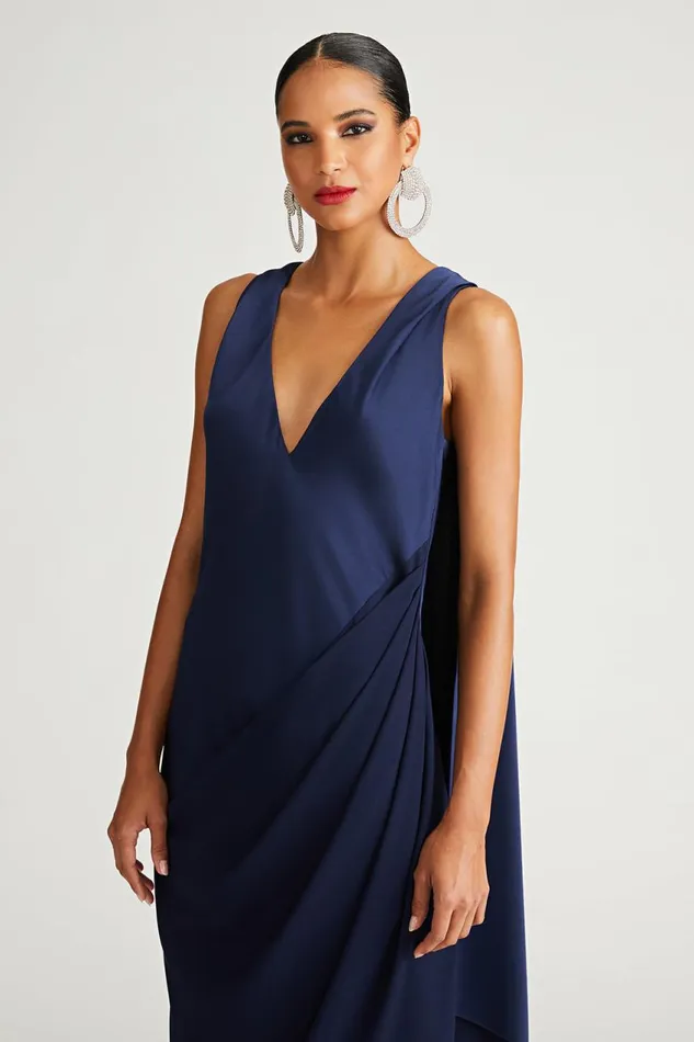 Gowns Women Halston Cyra Gown In Crepe Back Satin Navy