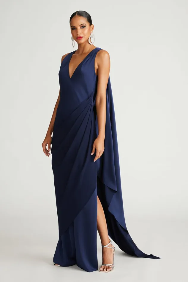 Gowns Women Halston Cyra Gown In Crepe Back Satin Navy