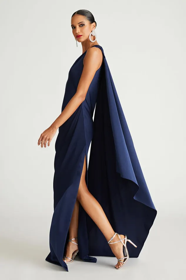 Gowns Women Halston Cyra Gown In Crepe Back Satin Navy