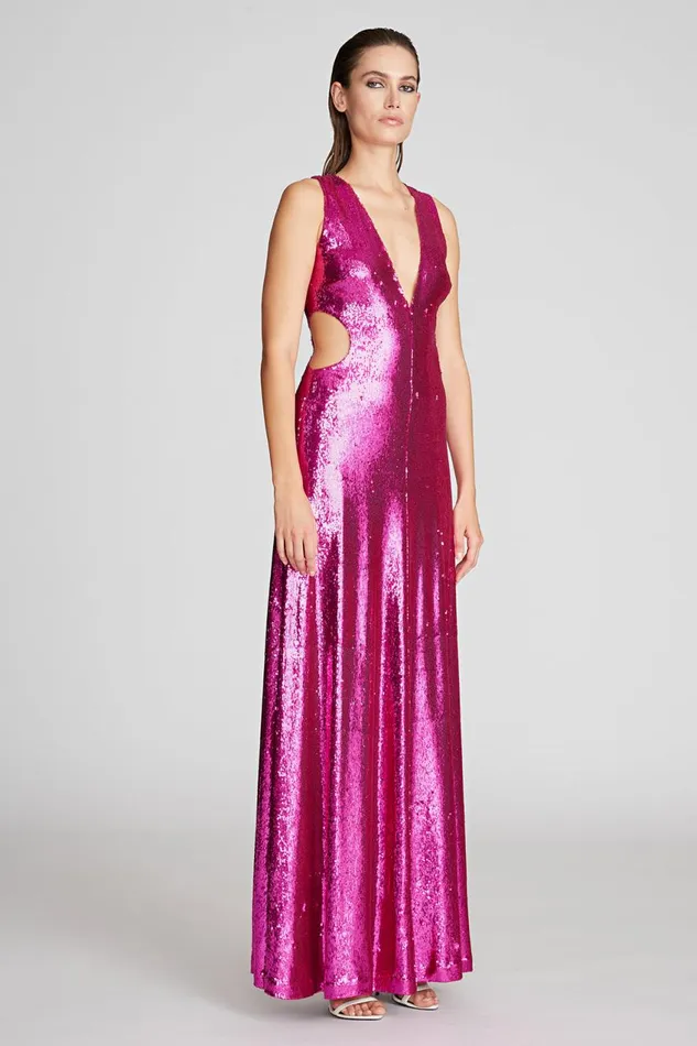 Gowns Women Halston Natalia Gown In Sequins Berry