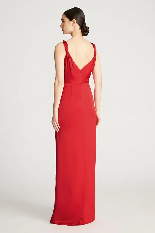 Gowns Women Halston Yvette Gown In Satin Crimson