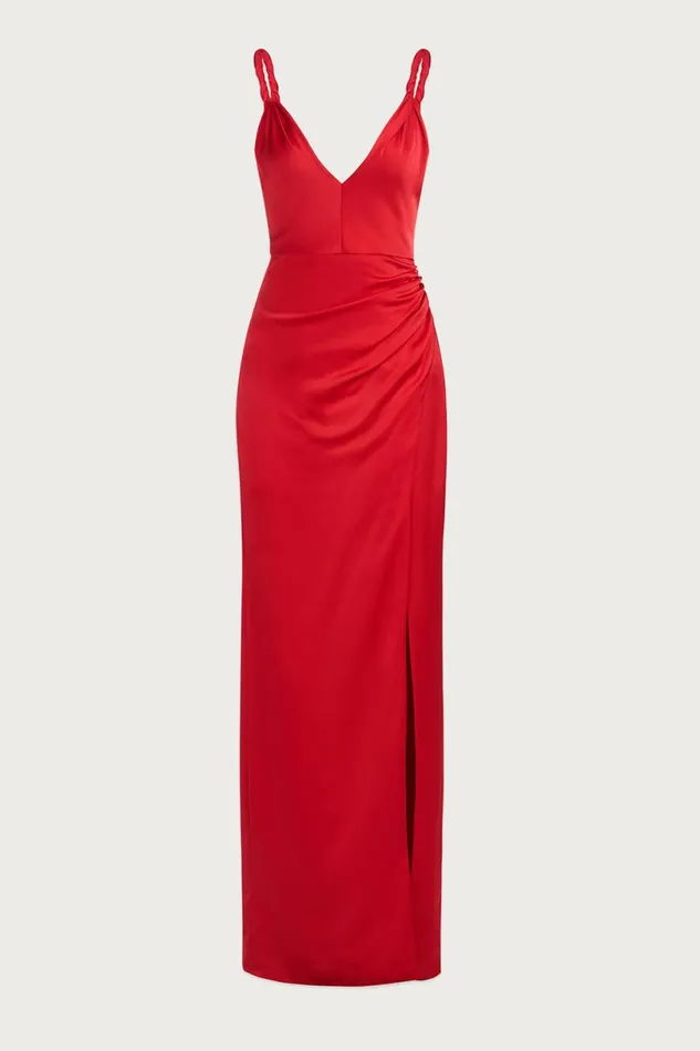 Gowns Women Halston Yvette Gown In Satin Crimson