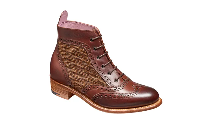 Grace 8211 Walnut Calf Brown Tweed Women Barker Shoes Womens Brogues