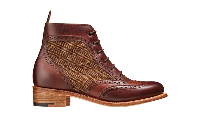 Grace 8211 Walnut Calf Brown Tweed Women Barker Shoes Womens Brogues