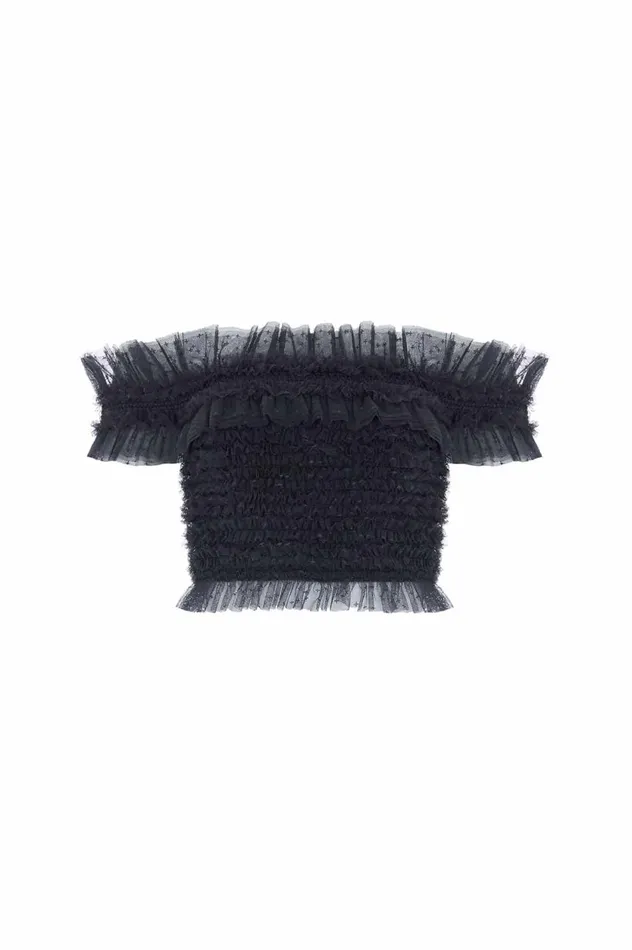 Hattie Smocked OffShoulder Top Black Women Needle and Thread Tops