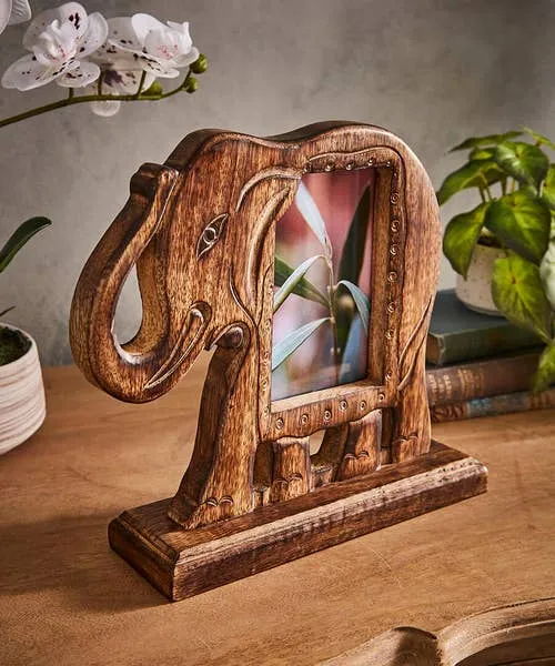 Home Accessories Enchanting Elephant Shaped Mango Wood Photo Frame Brown 8211 Joebrowns Homeware