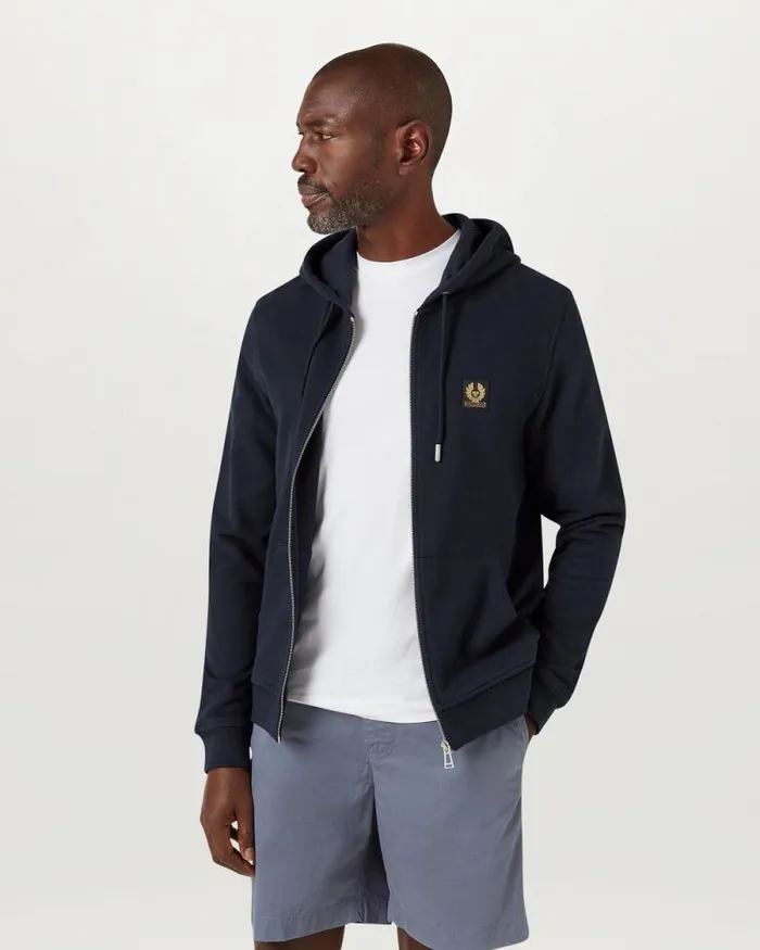 Hoodies and Sweatshirts Men Belstaff Belstaff Full Zip Hoodie Dark Ink